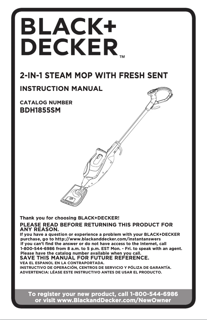 Image de la première page du manuel de l'appareil BDH1855SM