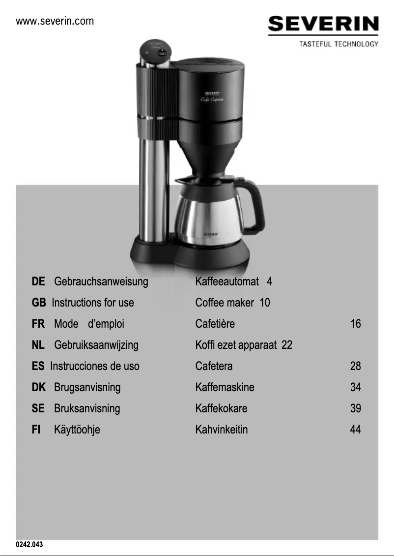 Page n°1 - Manuel utilisateur Severin Cafe Caprice KA 5742