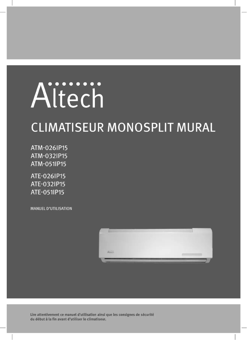 Image de la première page du manuel de l'appareil ATE-051IP15