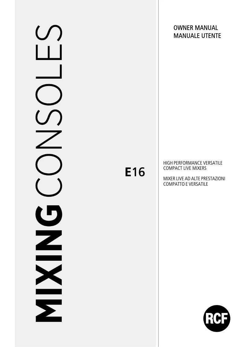 Page 1 de la notice Manuel utilisateur RCF E 16