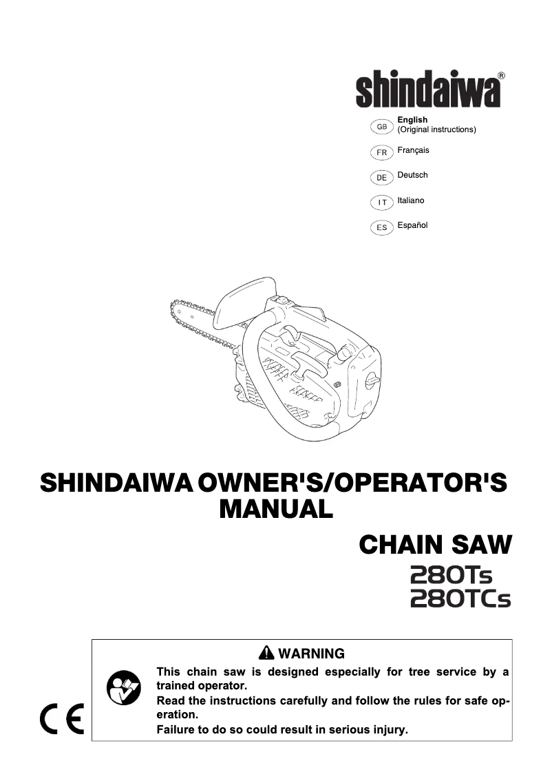 Página 1 del manual Manual de usuario Shindaiwa 280TS