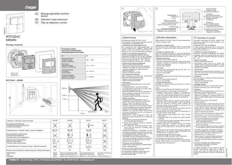 Page 1 de la notice Manuel utilisateur Hager WYC228C