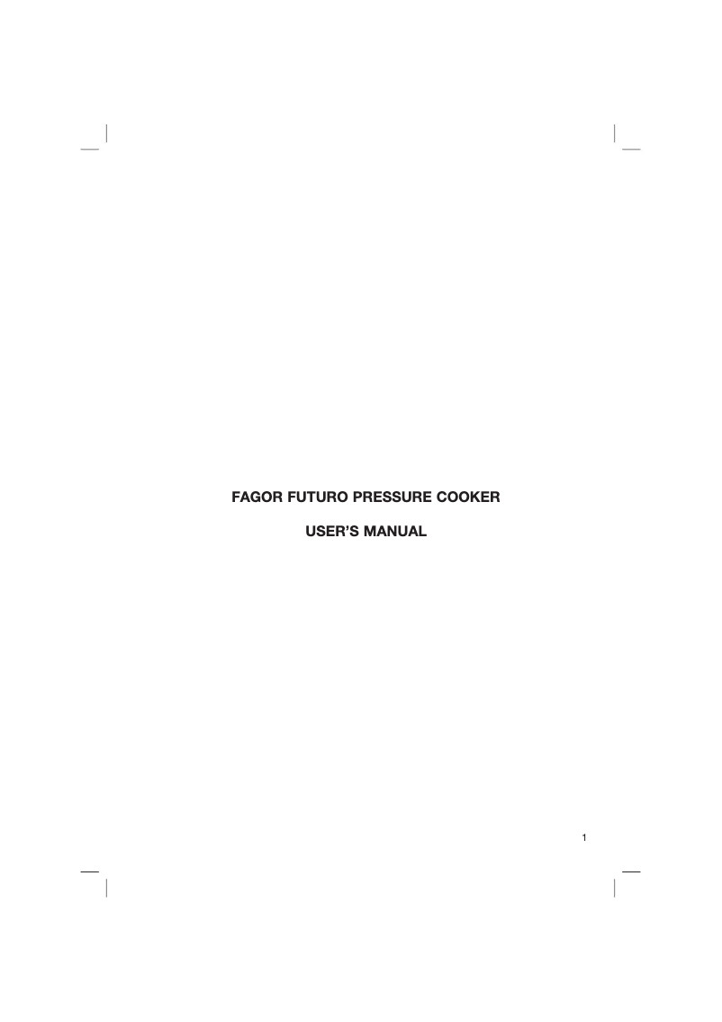 Page n°1 - Manuel utilisateur Fagor Futuro