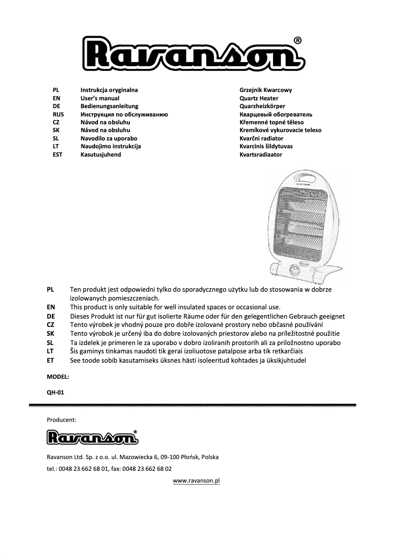 Image de la première page du manuel de l'appareil QH-01