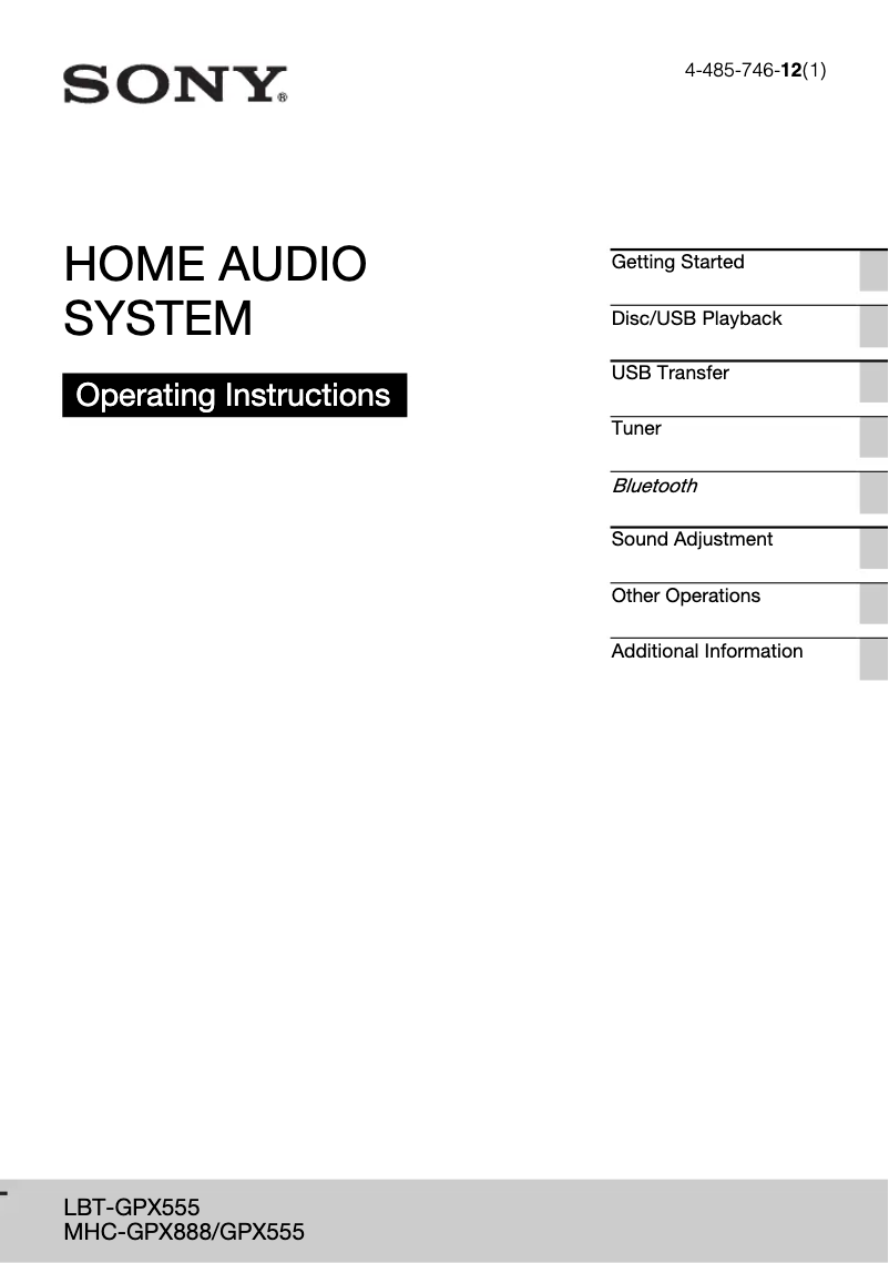 Página 1 del manual Manual de usuario Sony MHC-GPX555