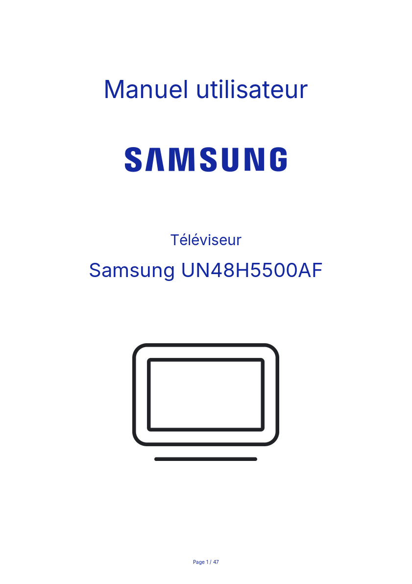 Image de la première page du manuel de l'appareil UN48H5500AF