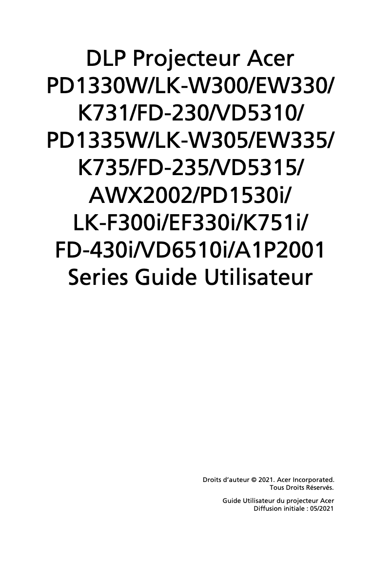 Imagen de la primera página del manual del dispositivo PD1335W