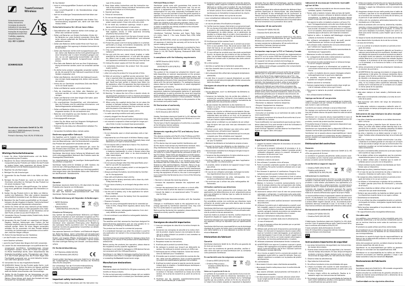 Page 1 de la notice Instructions de sécurité Sennheiser HDE 2020-D-II