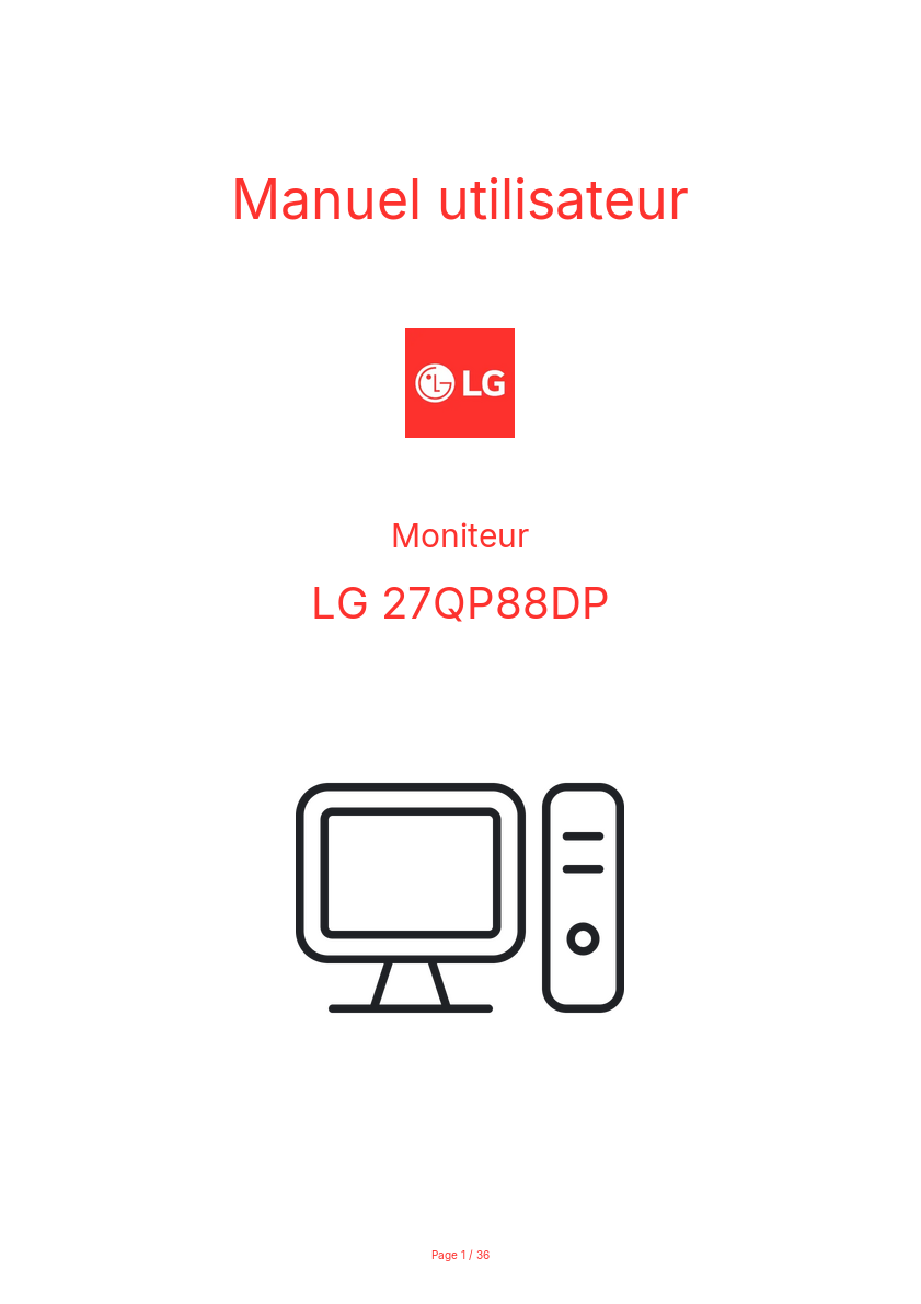 Image de la première page du manuel de l'appareil 27QP88DP