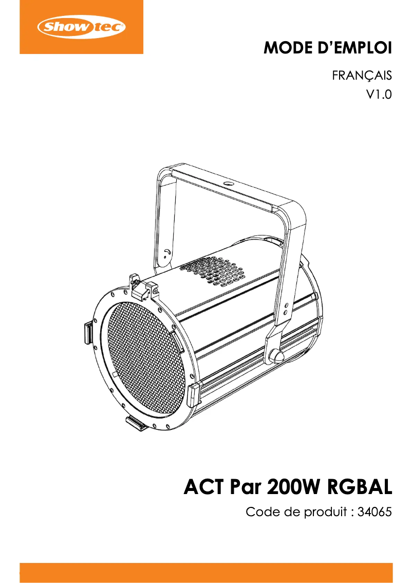 Image de la première page du manuel de l'appareil ACT Par 200  RGBAL