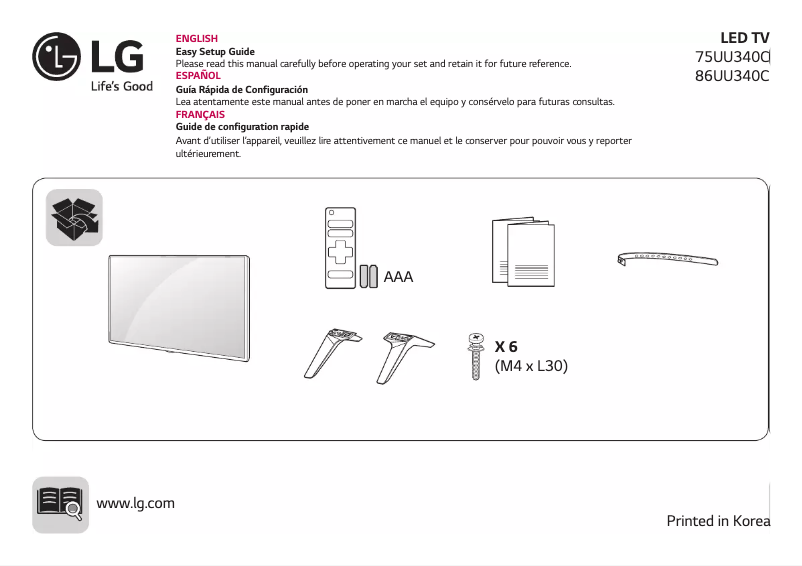 Page 1 de la notice Manuel utilisateur LG 86UU340C