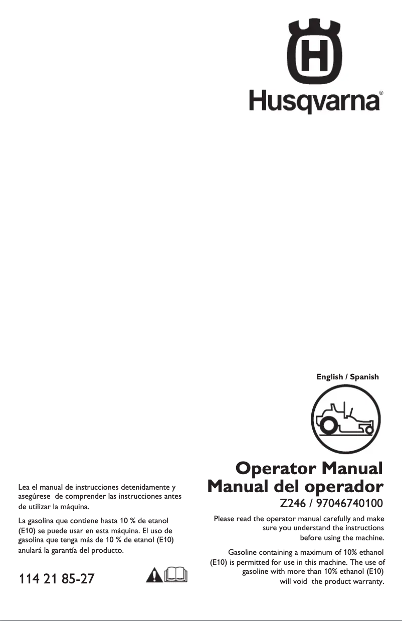 Page n°1 - Manuel utilisateur Husqvarna Z247