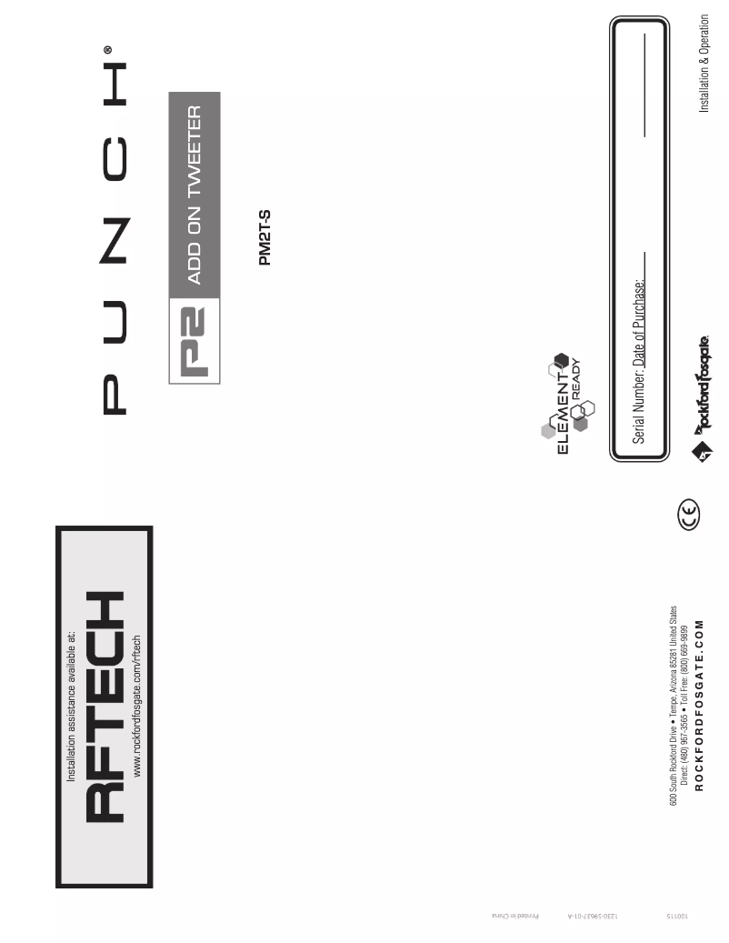Page n°1 - Manuel utilisateur Rockford Fosgate Punch PM282B