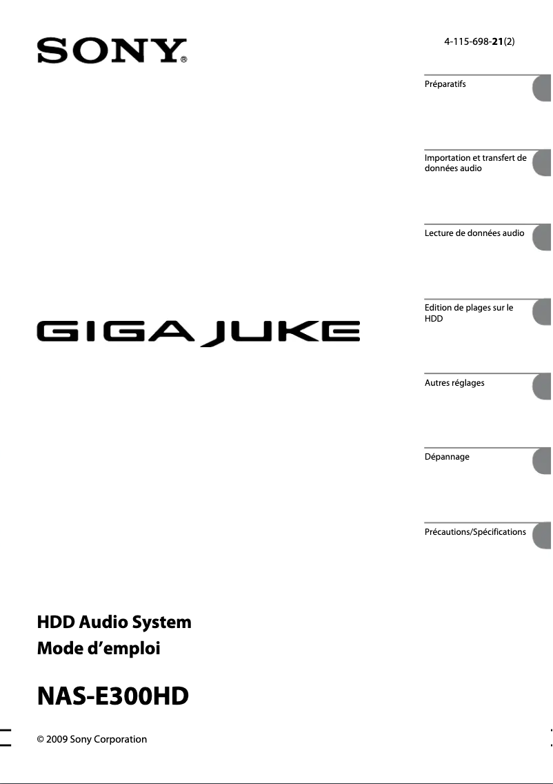 Page n°1 - Manuel utilisateur Sony NAS-E300HD