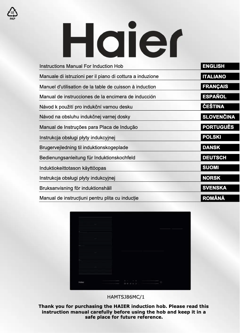 Page n°1 - Manuel utilisateur Haier HAMTSJ86MC/1