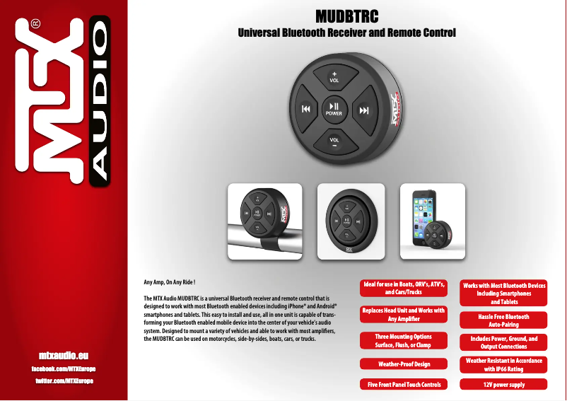 Page 1 de la notice Fiche technique MTX Audio MUDBTRC