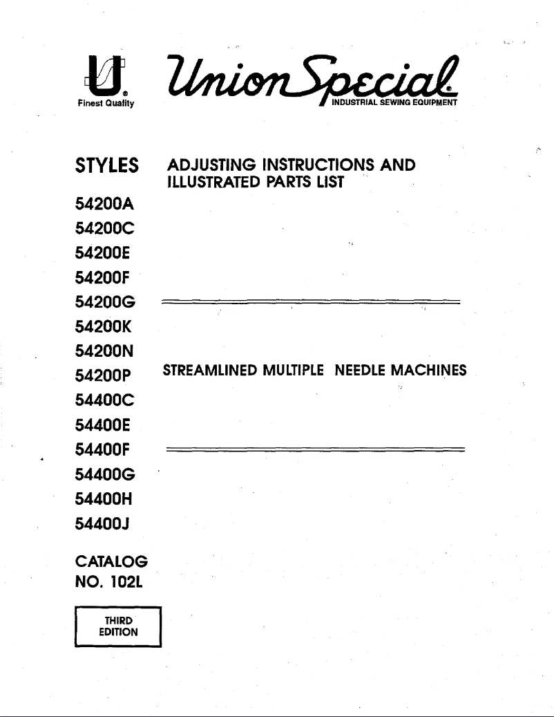 Page n°1 - Manuel utilisateur Union Special 54200N