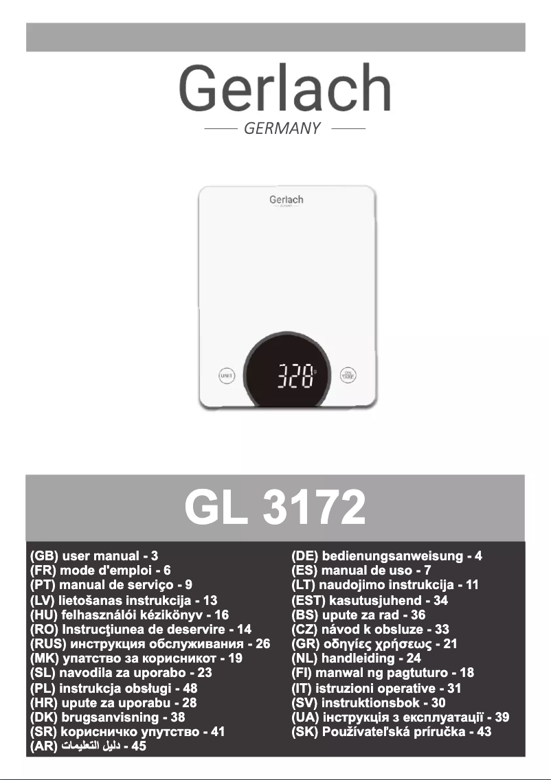 Page n°1 - Manuel utilisateur Gerlach GL 3172