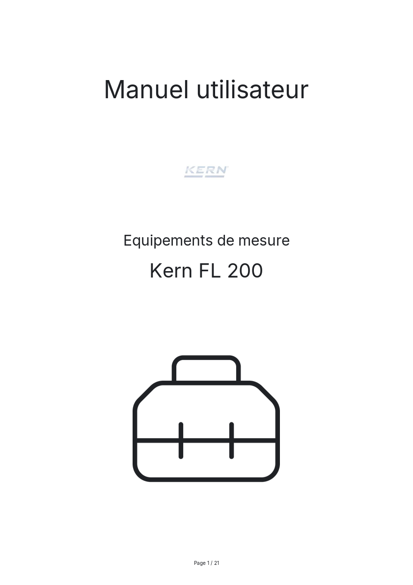 Page n°1 - Manuel utilisateur Kern FL 200