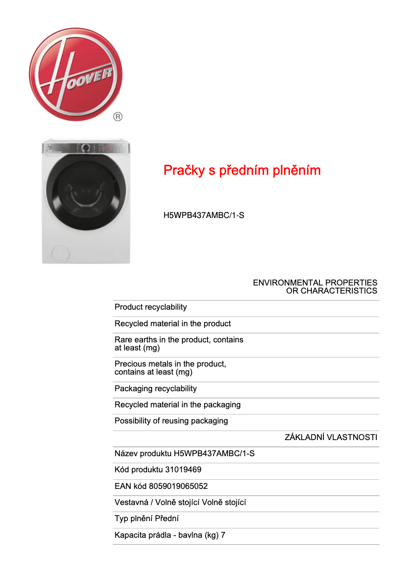 Image de la première page du manuel de l'appareil H5WPB437AMBC/1-S