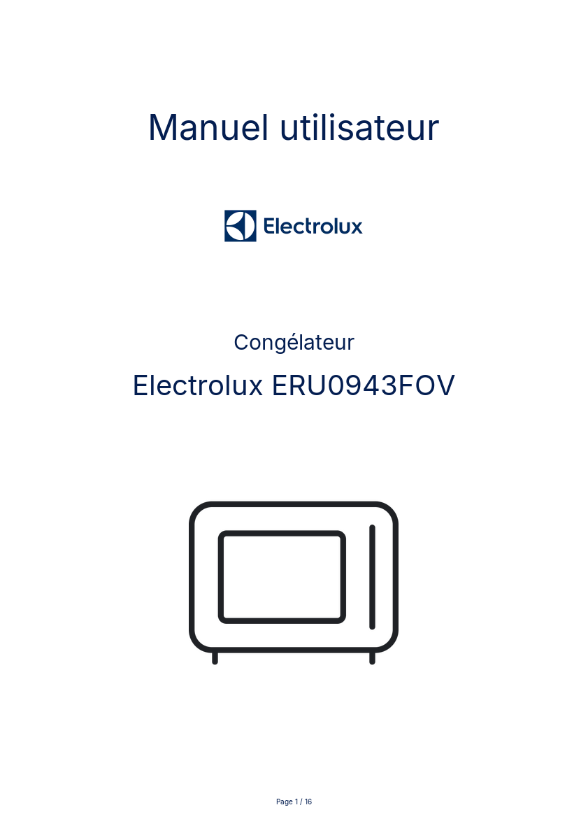 Page n°1 - Manuel utilisateur Electrolux ERU0943FOV