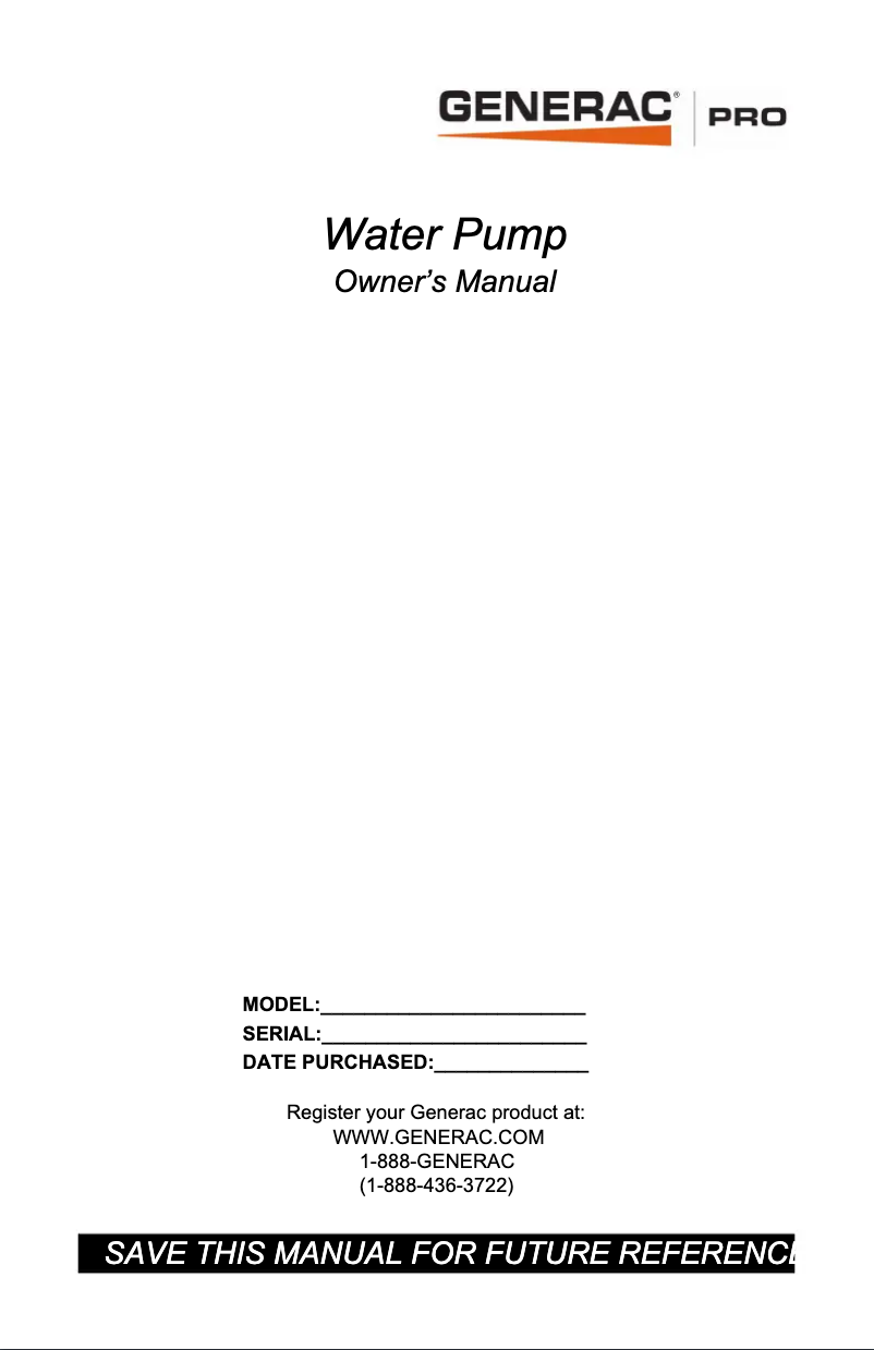 Page n°1 - Manuel utilisateur Generac XC3000P