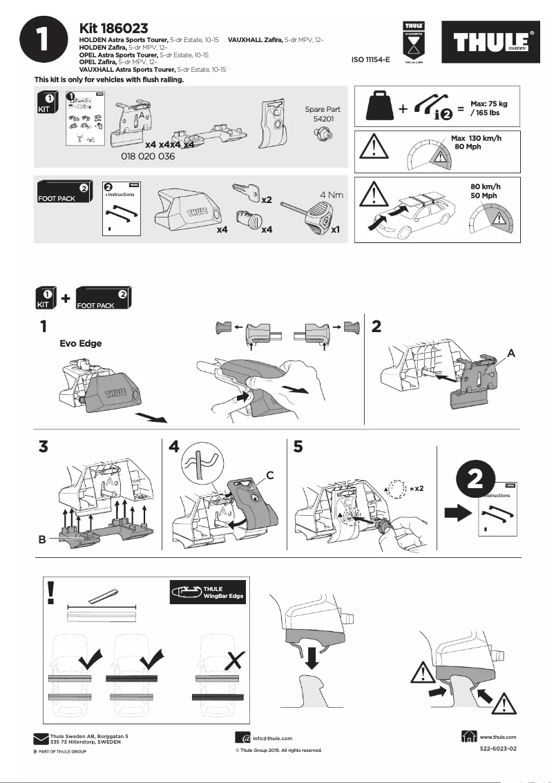 Page 1 de la notice Manuel utilisateur Thule Kit 186023
