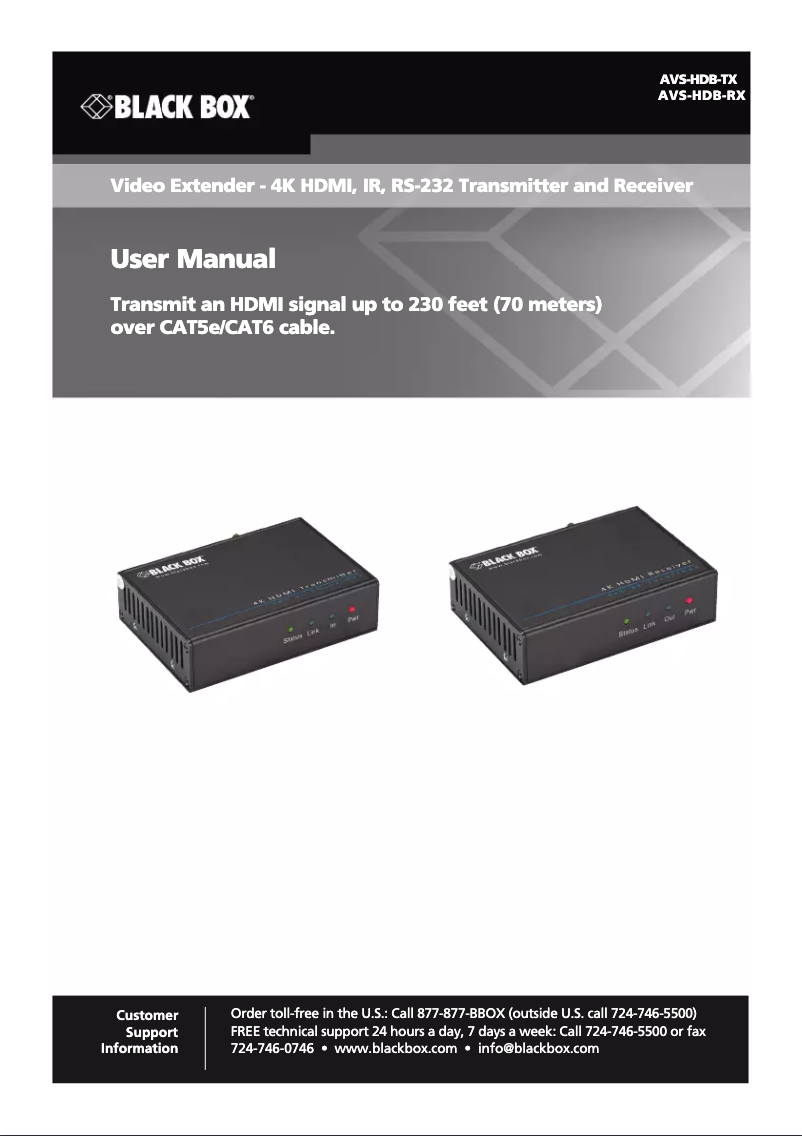 Page n°1 - Manuel utilisateur Black Box AVS-HDB-RX
