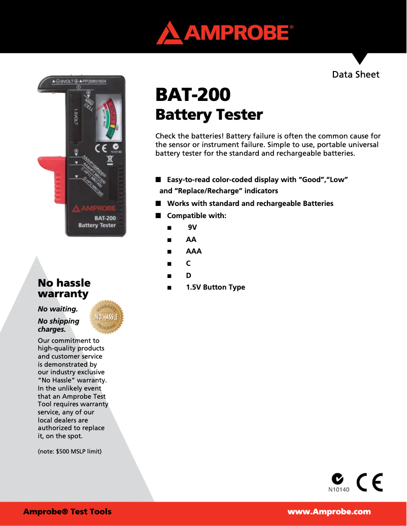 Page n°1 - Manuel utilisateur Amprobe BAT-200