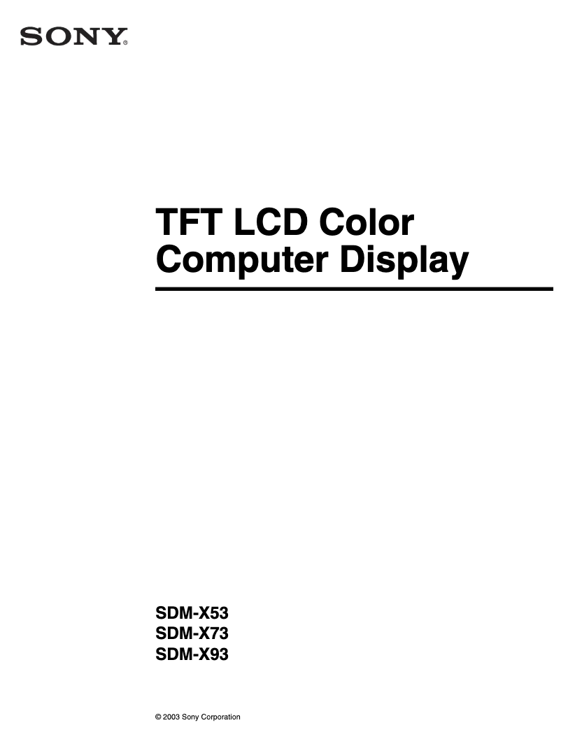 Page 1 de la notice Manuel utilisateur Sony SDM-X53