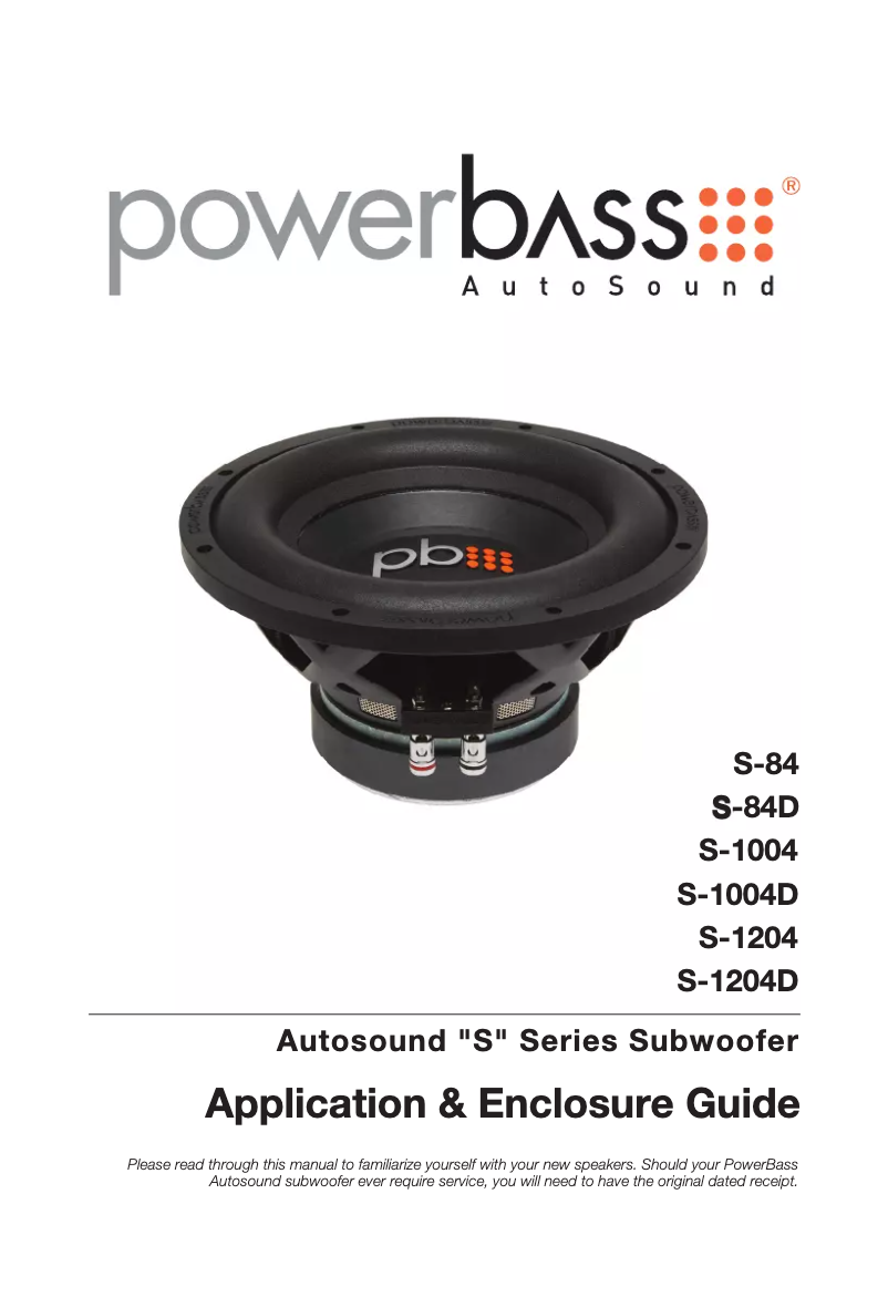 Page 1 de la notice Manuel utilisateur PowerBass AutoSound S-84