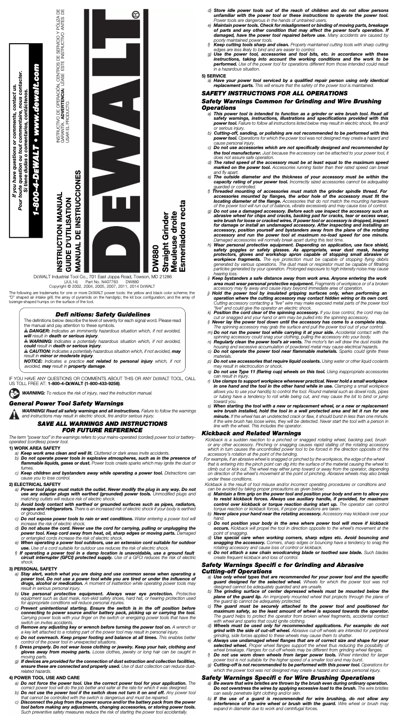 Image de la première page du manuel de l'appareil DW880