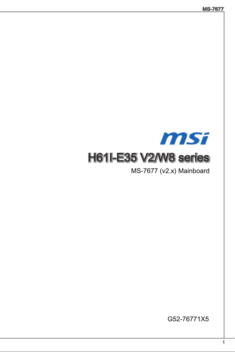 Page n°1 - Manuel utilisateur MSI H61I-E35 V2/W8