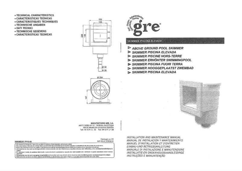 Page 1 de la notice Manuel utilisateur Gre AR100W
