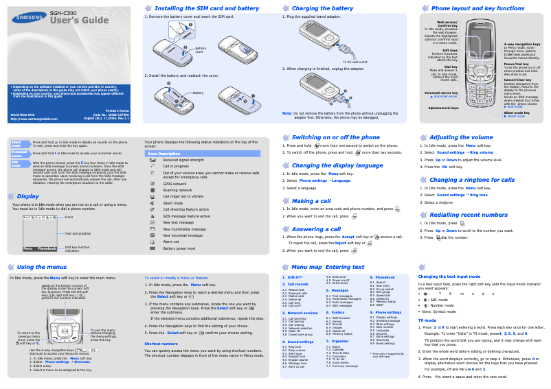 Imagen de la primera página del manual del dispositivo SGH-C300