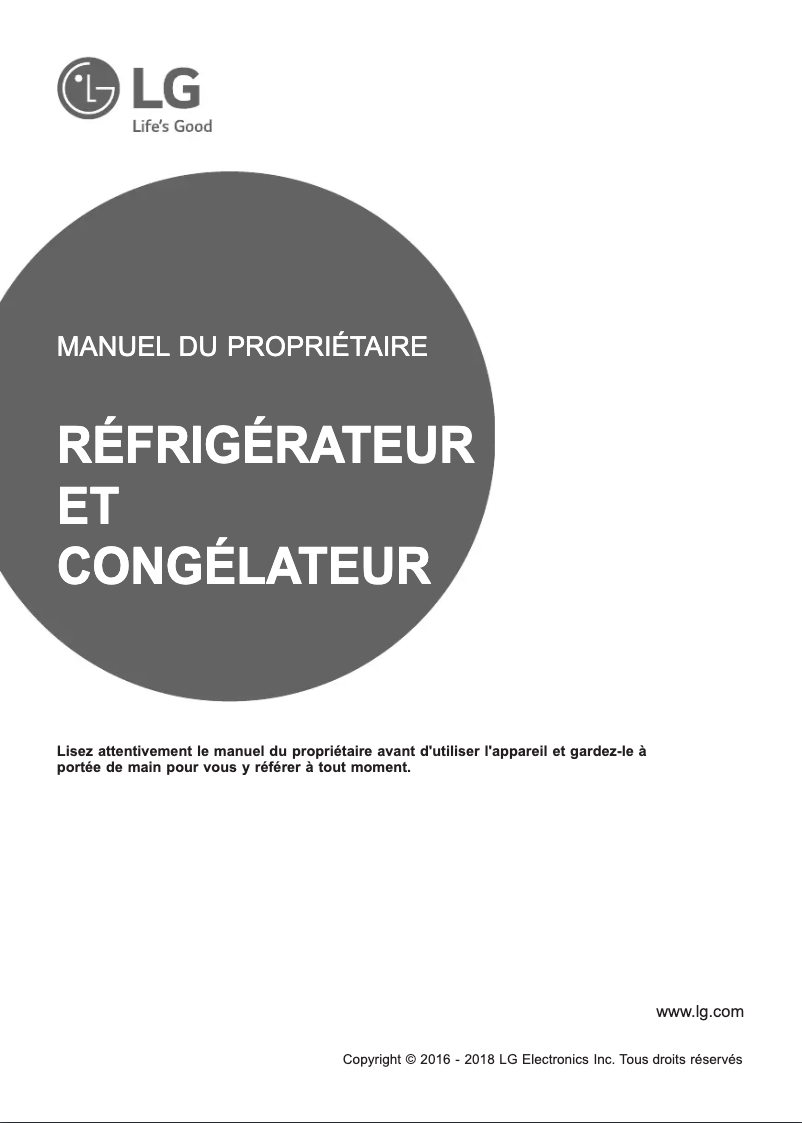 Page 1 de la notice Manuel utilisateur LG GB6106SWH