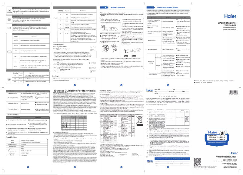 Page 1 de la notice Manuel utilisateur Haier HWM70-678ES8