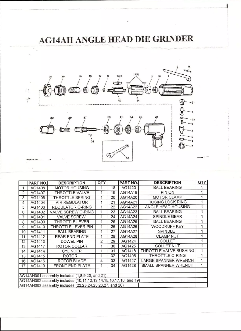 Page 1 de la notice Manuel utilisateur Mac Tools AG14AH