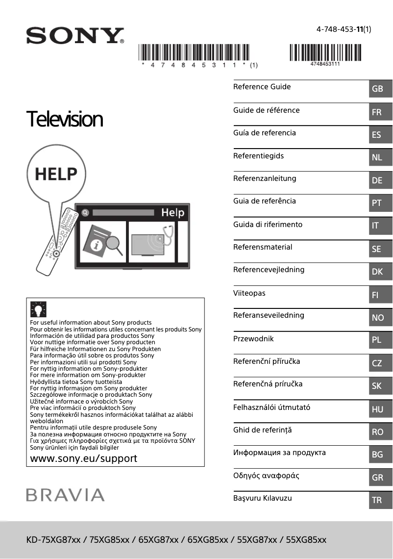 Page 1 de la notice Manuel utilisateur Sony Bravia KD-65XG8505
