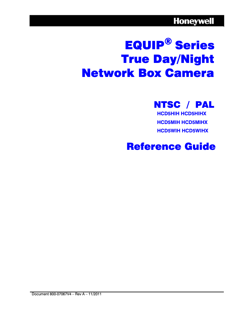 Page n°1 - Manuel utilisateur Honeywell Equip HD3HDIH