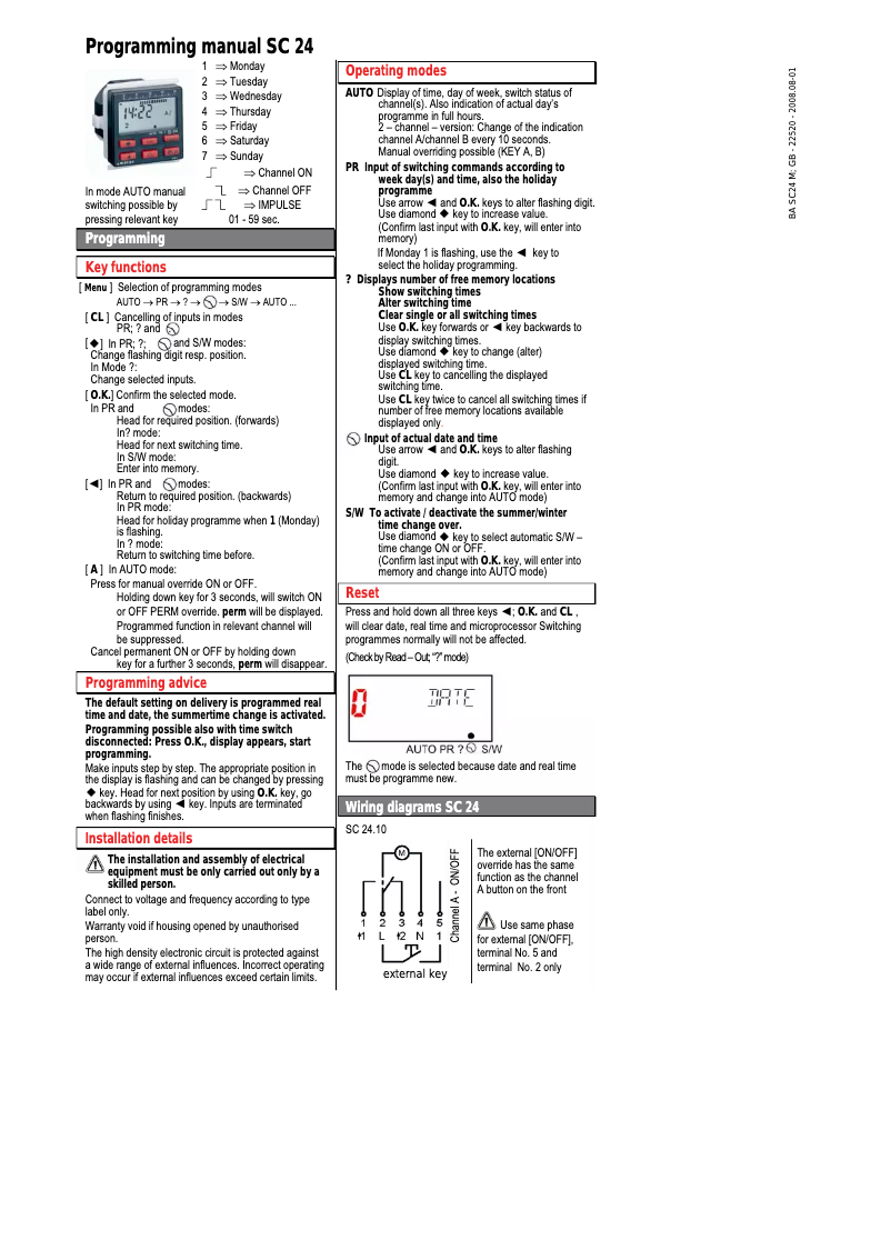 Image de la première page du manuel de l'appareil SC 24.10