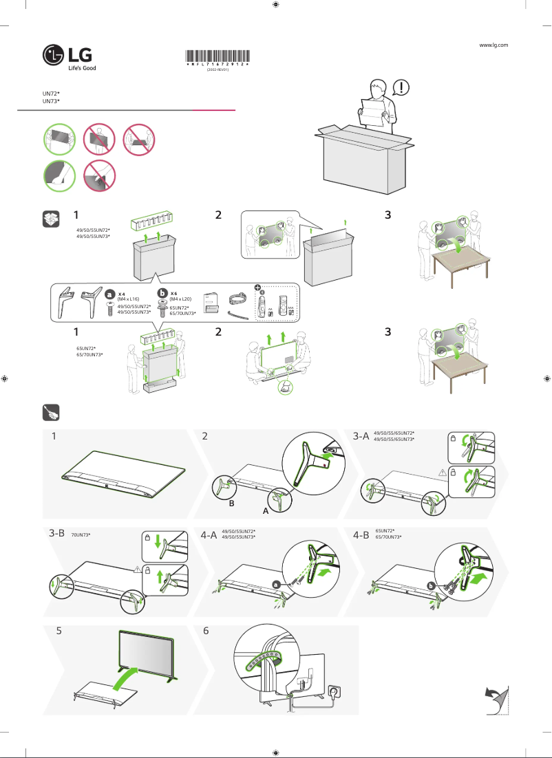 Page 1 de la notice Manuel utilisateur LG 70UN7300PTC