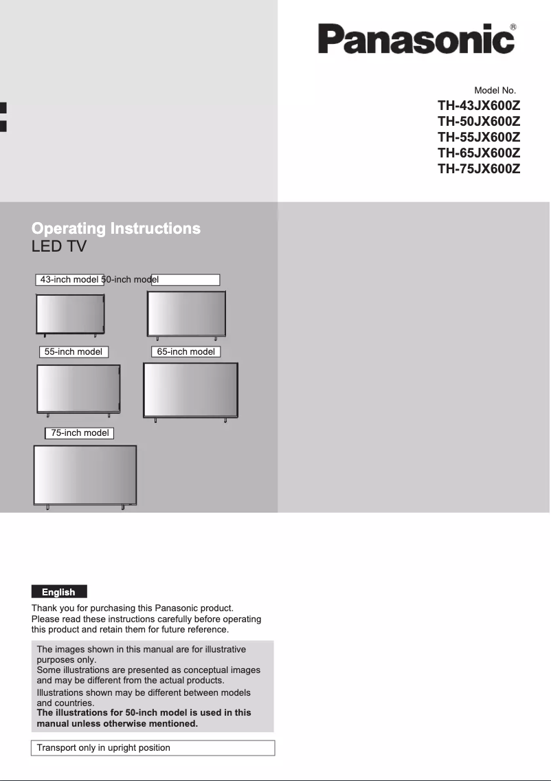 Page 1 de la notice Manuel utilisateur Panasonic TH-43JX600Z