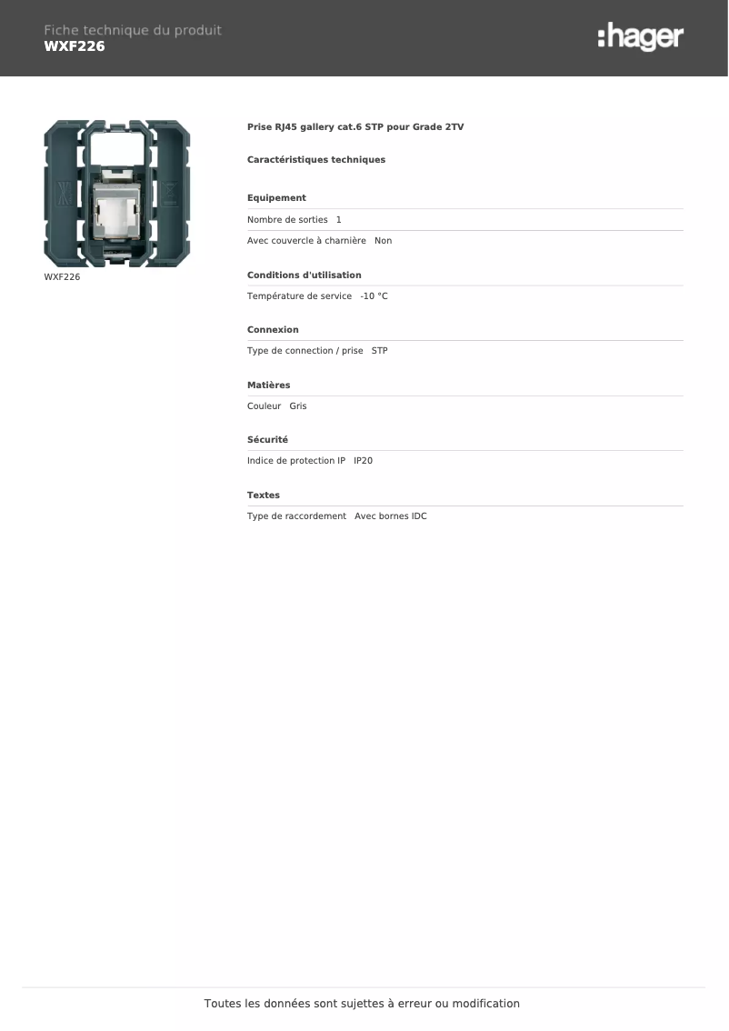 Image de la première page du manuel de l'appareil WXF226