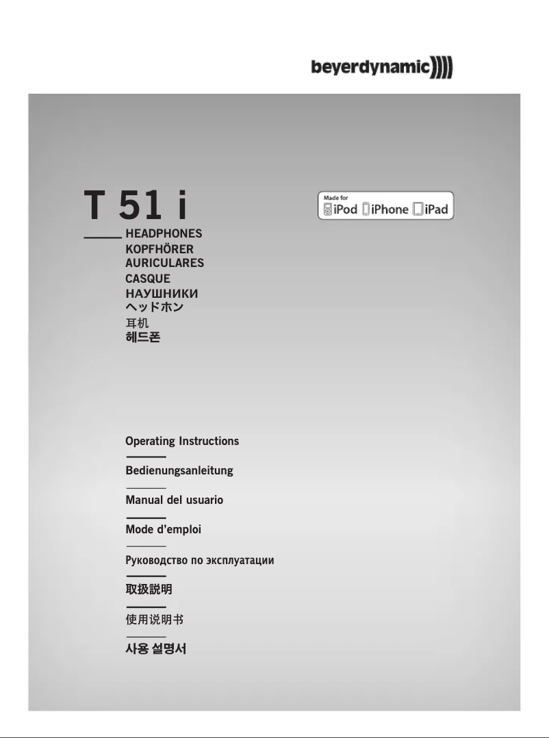 Page n°1 - Manuel utilisateur Beyerdynamic T51i
