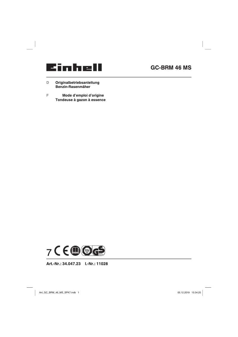 Página 1 del manual Manual de usuario Einhell GC-BRM 46 MS
