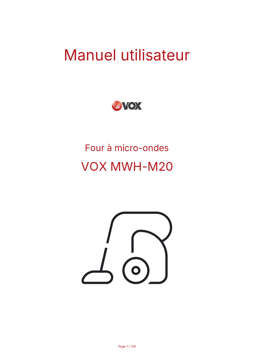 Page n°1 - Manuel utilisateur VOX MWH-M20