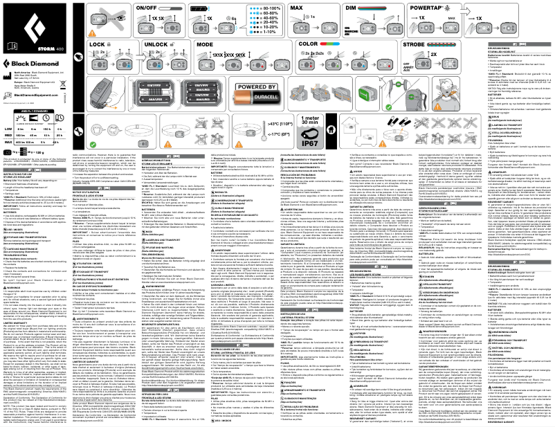 Page 1 de la notice Manuel utilisateur Black Diamond Storm 400