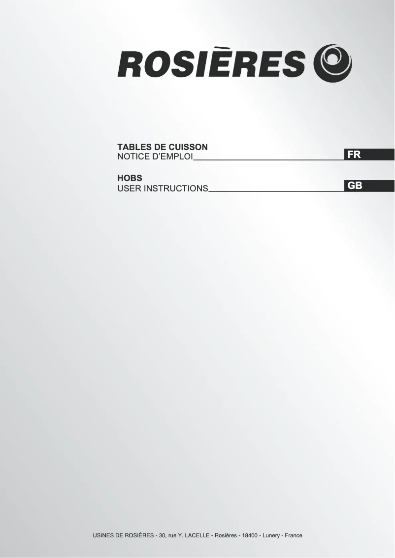 Page 1 de la notice Manuel utilisateur Rosieres RVE641