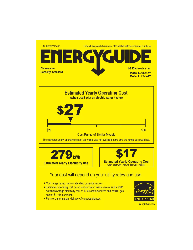 Page 1 de la notice Label énergétique LG LDS5540